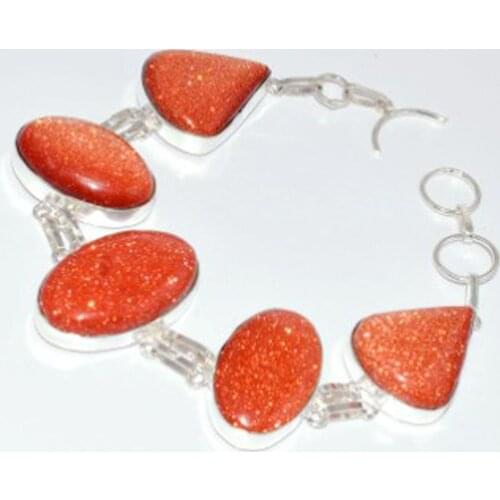 Sun Stone Bracelet Silver Overlay over Copper, 24.5cm , B2969