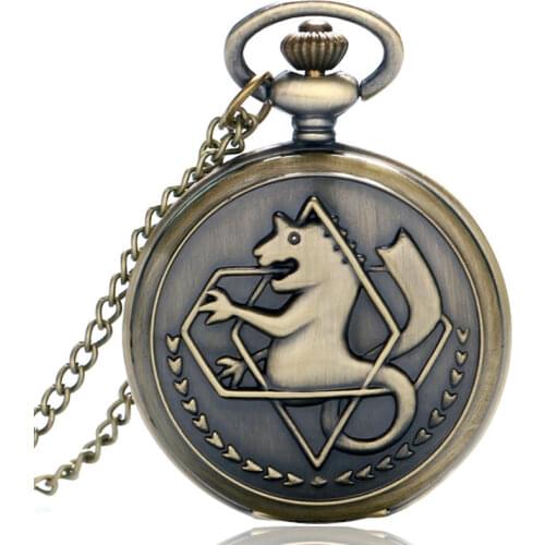Bronze Fullmetal Alchemist Pocket Watch Necklace Cartoon-Watch Gift For Men Women Children