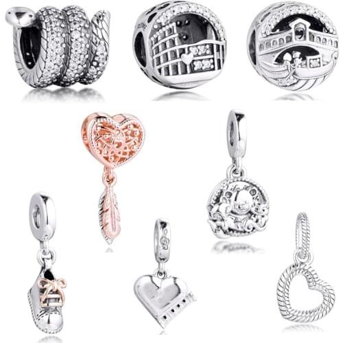 CKK Wrapped Snake Baby Shoe Charms 925 Original Fit Pandora Bracelets Sterling Silver Charm Beads for Women Jewelry Making DIY
