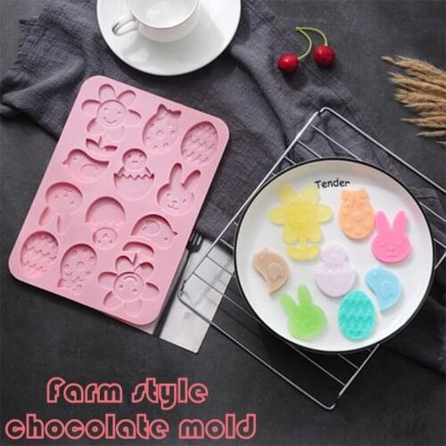 Easter Bunny Candy Mold Silicone Mold DIY Chocolate Mold Eggs bird flower Ice Cube Basket Die Shape Cake Mold