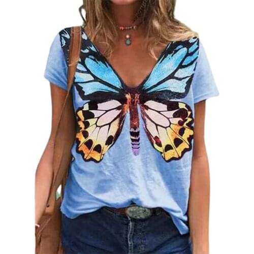 T shirt women Women Tops Short Sleeve Breathable Summer Butterfly Printed T-shirt for Daily Wear Short Sleeve T-Shirts топ 2021