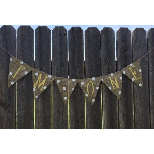 Rustic Baby 1st Birthday Party Bunting Yellow I'M ONE Banner Polka Dots Garland Kids Room Hanging Kids High chair Banner