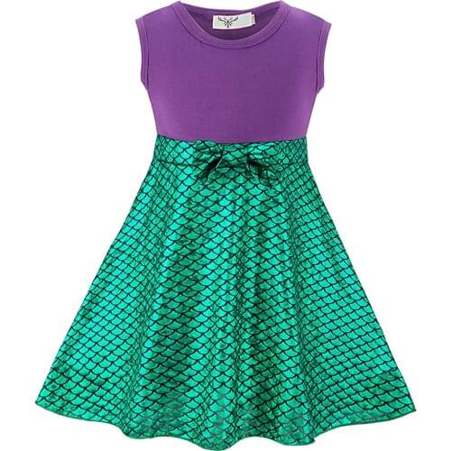 Fashion Cartoon Girl Summer Dress Cute Princess Costume Short Dress Up for Toddler Girls Mermaid Dresses