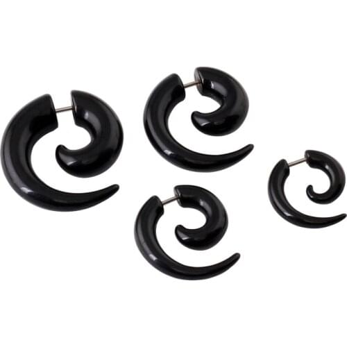 Fashion Punk Black Earrings Titanium Steel Women Men Acrylic Spike Animal Cbull horn Snail Stud Earring Brincos Jewelry