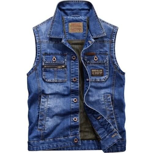 Mens jeans vest fashion denim vest sleeveless denim jacket premium jacket 2021 plus size 6XL