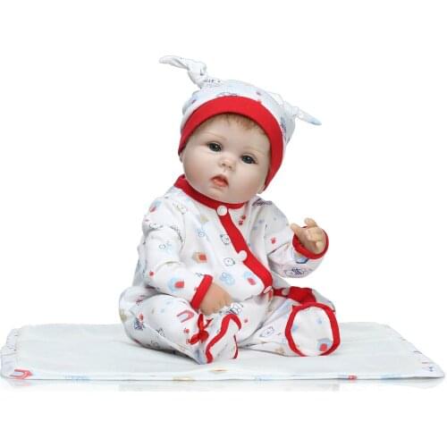 40cm Soft Silicone Vinyl Dolls Reborn Baby Handmade Cloth Body Lifelike Babies play house toy Childrens birthday presents