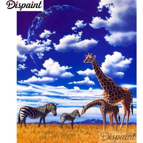 Dispaint Full Square/Round Drill 5D DIY Diamond Painting "Giraffe zebra scenery" Embroidery Cross Stitch Home Decor Gift A12491