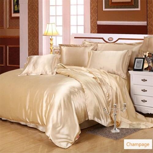 100% Mulberry Silk 22 mm Seamless White Champagne Pink Silvery King Queen Sheet Duvet Cover 4 Pieces Set Customize MS02
