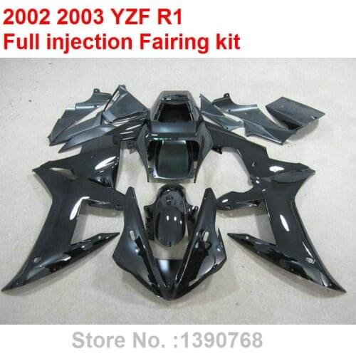 ABS plastic fairings for Yamaha injection molding YZF R1 02 03 black fairing kit YZFR1 2002 2003 BC17