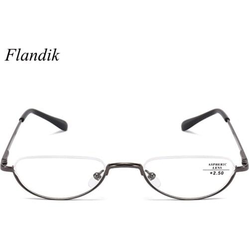 Unisex Half Frame Reading Glasses Portable Stainless Steel Metal Presbyopia Glasses Prescription Myopia Spectacels Frame