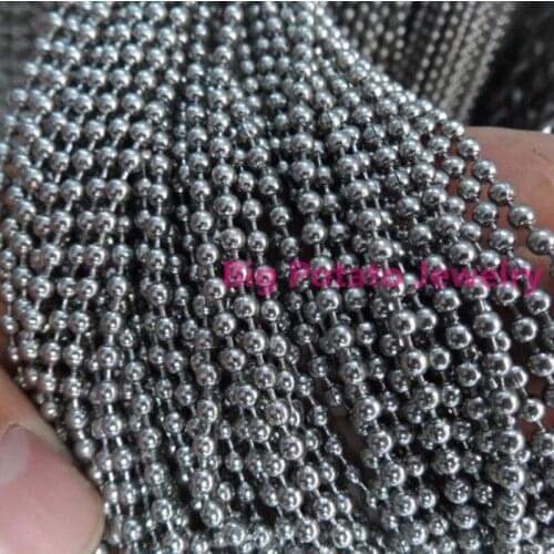 Wholesale 100 Meters 1.5/2.0/2.4/3.2/4mm 316L Stainless steel Unisex Silver Color Beads Chains DIY Necklace Bracelet In Bulk