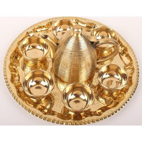 Origin of India tea making set retro art teaware household kungfu tea drinking pure copper tea pot cup plate teapot teacup tray