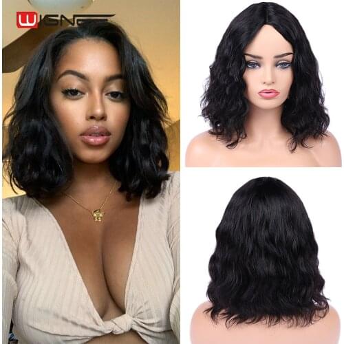 Wignee Body Wave Short Bob Wigs Ocean Wave Lace Part Human Hair Wigs 150 Density Brazilian Pre Plucked Lace Wig For Black Women