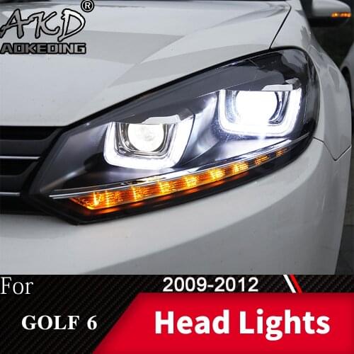 Head Lamp For Car VW Golf 6 2009-2012 Golf6 MK6 Headlights Fog Lights Day Running Light DRL H7 LED Bi Xenon Bulb Car Accessory