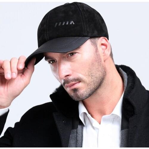 Fashion Solid Autumn Winter Warm Men Women General Korean Baseball Cap Outdoor Real Sheep Leather Hat Casual Tide Sheepskin Cap