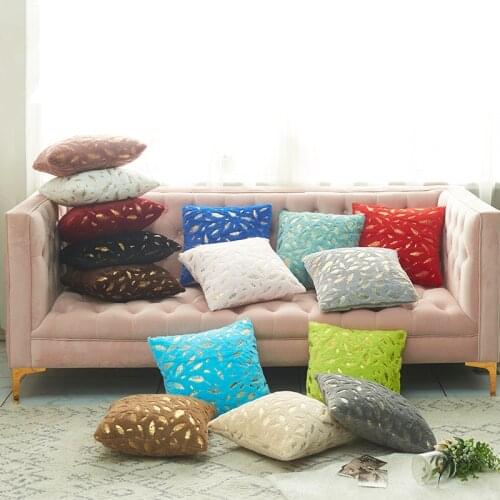 Super Hot Gold Feather Bronzing Plush Cushion Covers Sofa Couch Decorative Throw Pillows Cover Modern Soft Pillowcase Home Decor