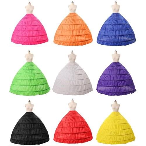 6 Hoop Wedding Petticoat Crinoline Underskirt Bridal Slip Skirt Prom Dress Gown 9 colors choose