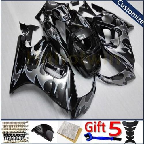 Custom motorcycle plastic cover For CBR600F3 1997 1998 CBR600 F3 97 98 ABS plastic motor Fairing kit silver flames