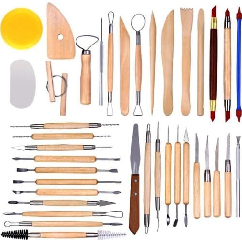 Arts Crafts 38pcs Clay Sculpting Tools Pottery Carving Tool Set Pottery & Ceramics Wooden Handle Modeling Clay Tools