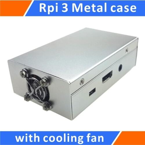 Raspberry Pi 3 B+ Model Alloy Metal Case Enclosure with Cooling Fan Silver