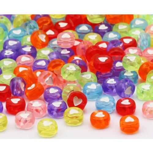 Colorful Round Mixed Heart Shape Acrylic Beads 4x7mm Loose Spacer Beads For Jewelry Making Diy Necklace Bracelet Accessories