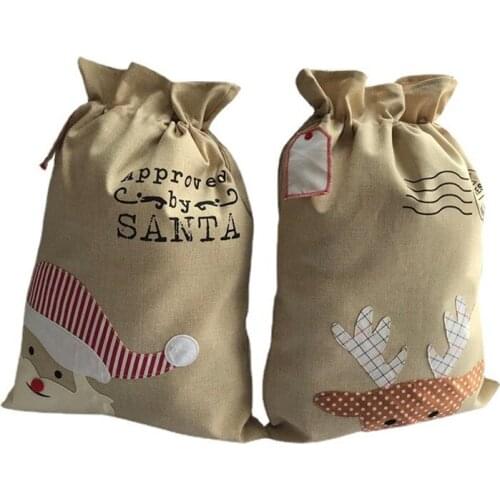 70X50CM Christmas Bag Storage Sack with Drawstring Present Bag Christmas Gift Bag Cartoon Forest Car Santa Claus Storage Sack