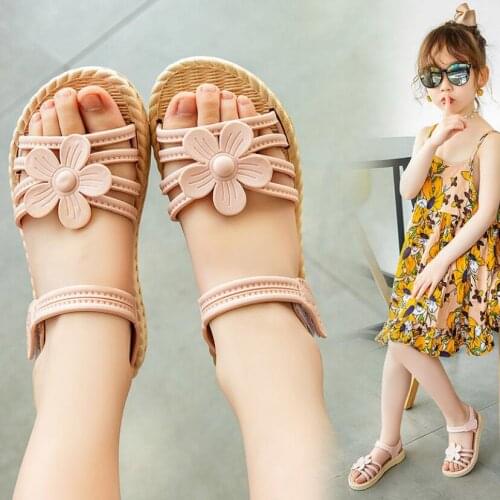 Summer girls shoes Children Sandals Child Beach Casual Walking flower shoes soft Sandals kids outwear girls flat heels shoes
