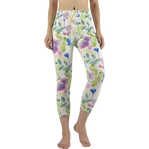 Sexy Women Graffiti Floral Printed Calf-Length Pants Joggers Elastic Bodybuilding Capris Pants Slim Fit Fitness Workout Leggings