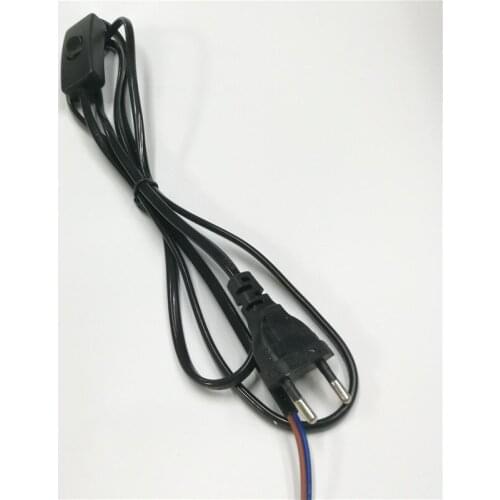 EU US plug 1.8 Meter Black with Switch Plug Wire 2 Core Power Line Cable 10pcs