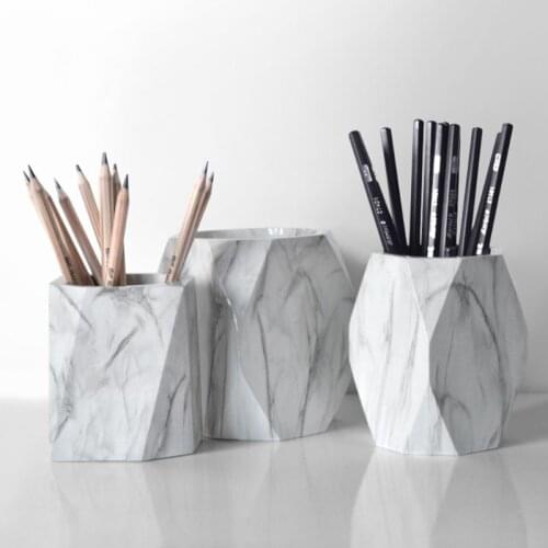Nordic Marble Desk Pens Pencil Holder Case Makeup Brush Storage Box Organizer Desk Organizer Office Accessories