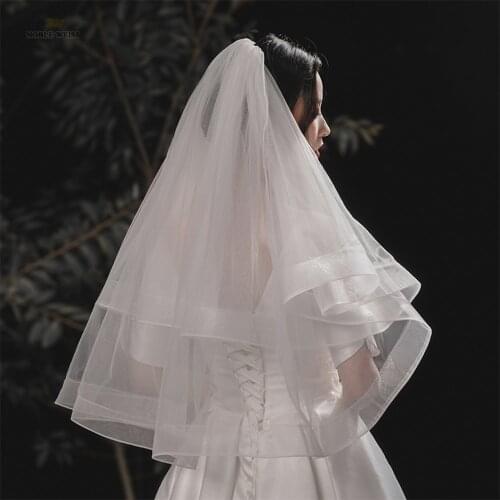 Wedding Veils Two Layers Bride Veil With Stretch Mesh Tulle Veils Accessories