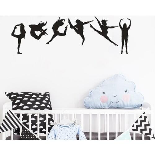 Gymnastic Girl Wall Sticker Vinyl Six Dance Girls Art Sofa Background Wall Decals Mural Kids Room Interior Decor Sport Hot LC035