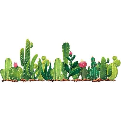 Green DIY Cactus Pot Plant Flowers Removable Poster Sticker Wall PVC Wall Room Art Background 30*90cm Living Nursery Mural C5I2