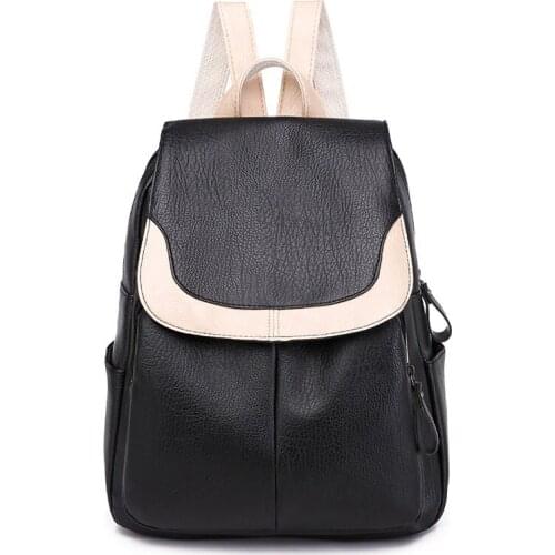 PU Women Backpacks Teenage Girls Book Bags Casual Ladies Leather Backpack Solid Color Lady Business Bags Girls Laptop Backpack