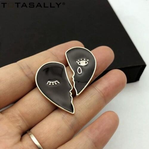 TOTASALLY Women Stud Earrings Fashion Designer Enamel Lady Face Heart Earrings Stylish Noval Earrings Jewelry for Party dropship