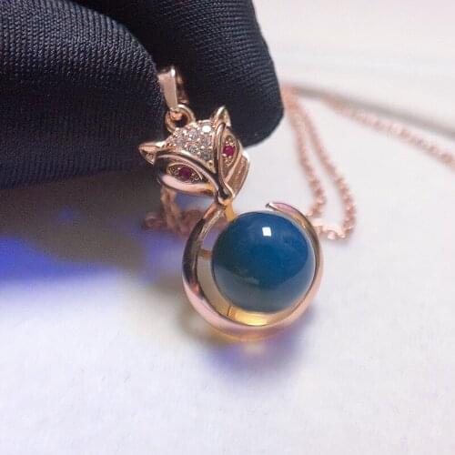 2021 New S925 Sterling Silver Necklace Female Natural Mexican Amber Fox Pendant Female Trendy Jewelry