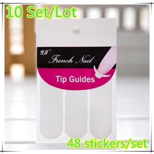 YZWLE 10 Pcs Nail Art French Tip Guides Sticker C Style Guides Sticker DIY Stencil For Nails