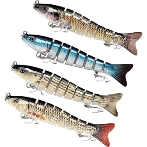 13.5cm Artificial Plastic Round Tail Lure 8 Segments Multi Jointed Fishing Lure Bait with Hooks Floating Bionic Minnow Hard Bait