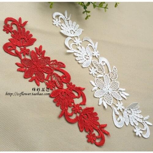 2 Pairs 25*10CM Delicate Wedding Veil Head Ornaments Blue Lace Applique Lace Trim Dress DIY Lace Accessories