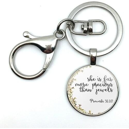2018/Fashion Hot Style Proverbs 3:10 She is more precious than belief Christian Flower Charm Pendant Fashion Keychain