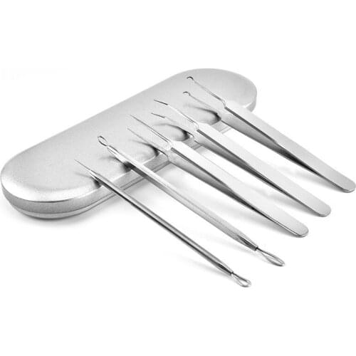 5Pcs/Set Acne Needles Stainless Steel Acne Needle Facial Care Tool Comedones Removal Tools with Tin Box Beauty Suit Tools