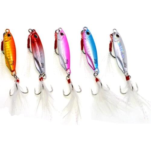 5PCS Sea Fishing laser Metal Spoon Jigging Lure Trolling Hard Bait Bass laser Tackle Trout Lures Slow Jig 15/20g