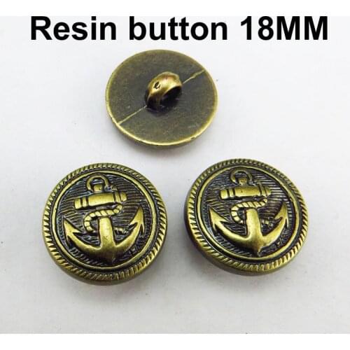 50PCS Dyed resin anchor button 18MM SHELL COAT buttons coat boots sewing clothes accessories r-306L