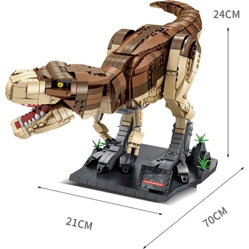 611001 Jurassic Dinosaur World Park Movie Tyrannosaurus Rushing into Building Blocks Toys For Children Boys Gift