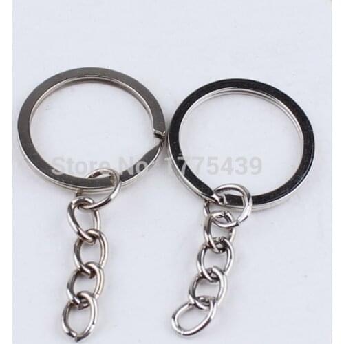Free Shipping 20pcs/lot Key Ring Key Chain Rhodium Plated 58mm long Round Split keychain wholesale