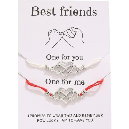 2pcs/set Friendship Bracelets Turtle Compass Beads Infinite 8 Heart Couple Bracelets for Best Friends Card Jewelry Gift