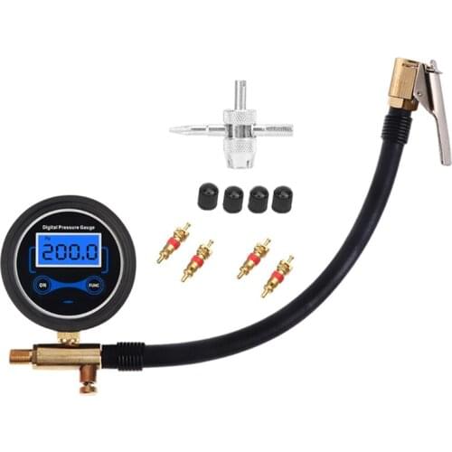 Digital Car Air Tire Inflator Digital Pressure Gauge with Air Chuck & Hose Tire Pressure Gauge Tool for Car