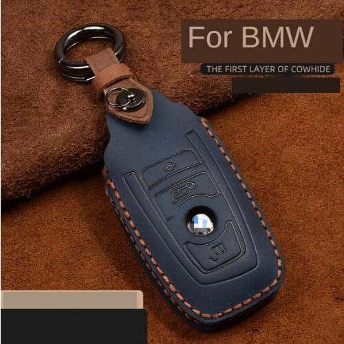 Crazy Horse Leather Car Styling Remote Key Cover Case Fit For BMW 520 525 730li 740 118 320i F05 F10 F20 F30 Z4 X1 X4 X6 M1 M3