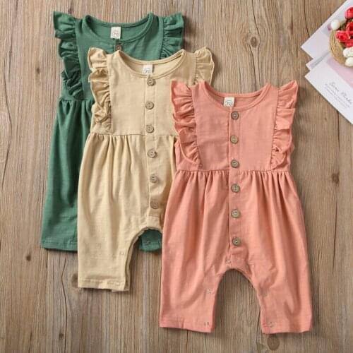 Lovely Newborn Infant Baby Girl Clothes Ruffle Romper Jumpsuit Solid Outfit 0-18M