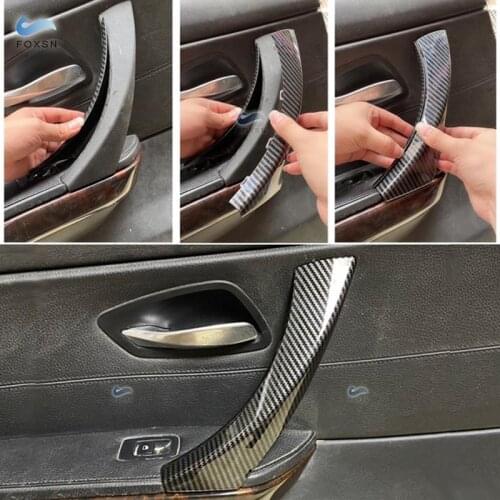 For BMW 3 Series E90 E91 E92 316 318 320 325 328i Carbon Texture Car Interior Door Armrest Handle Pull Frame Cover Trim